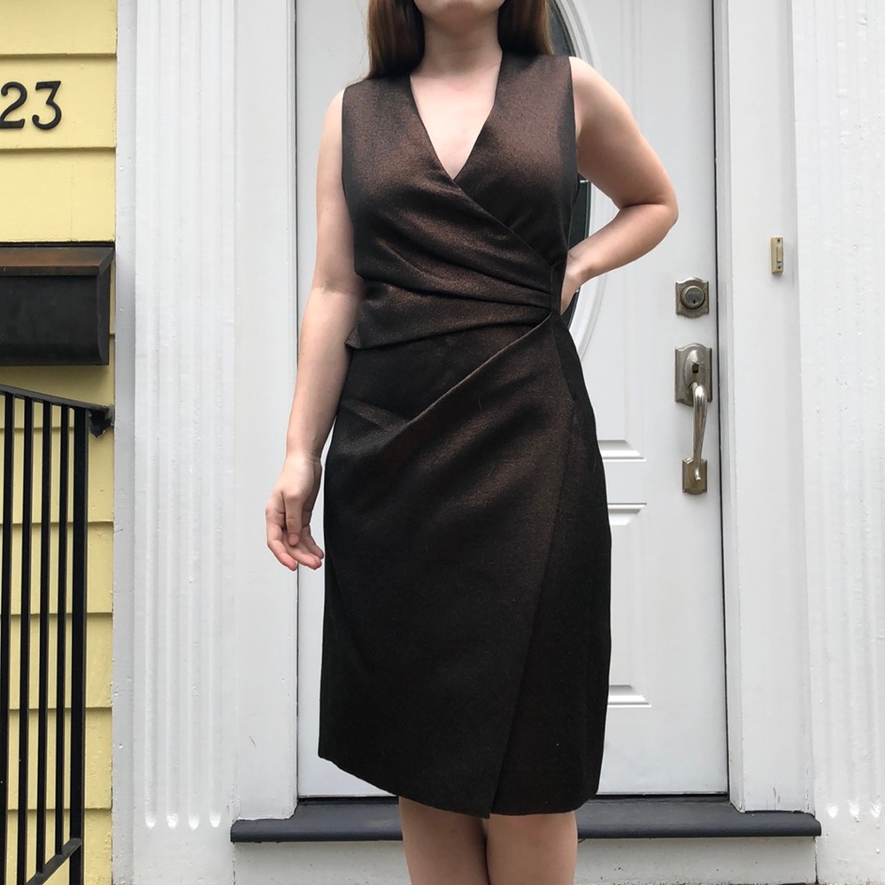 J. Mendel metallic brown cocktail midi NWT